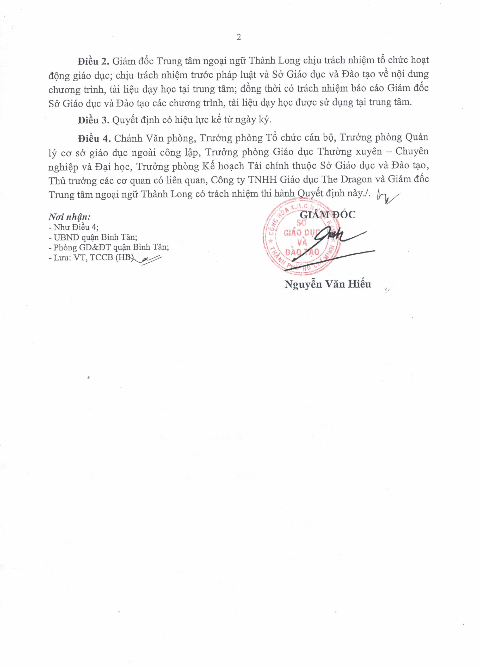 Chứng Nhận Giám đốc Trung Tâm