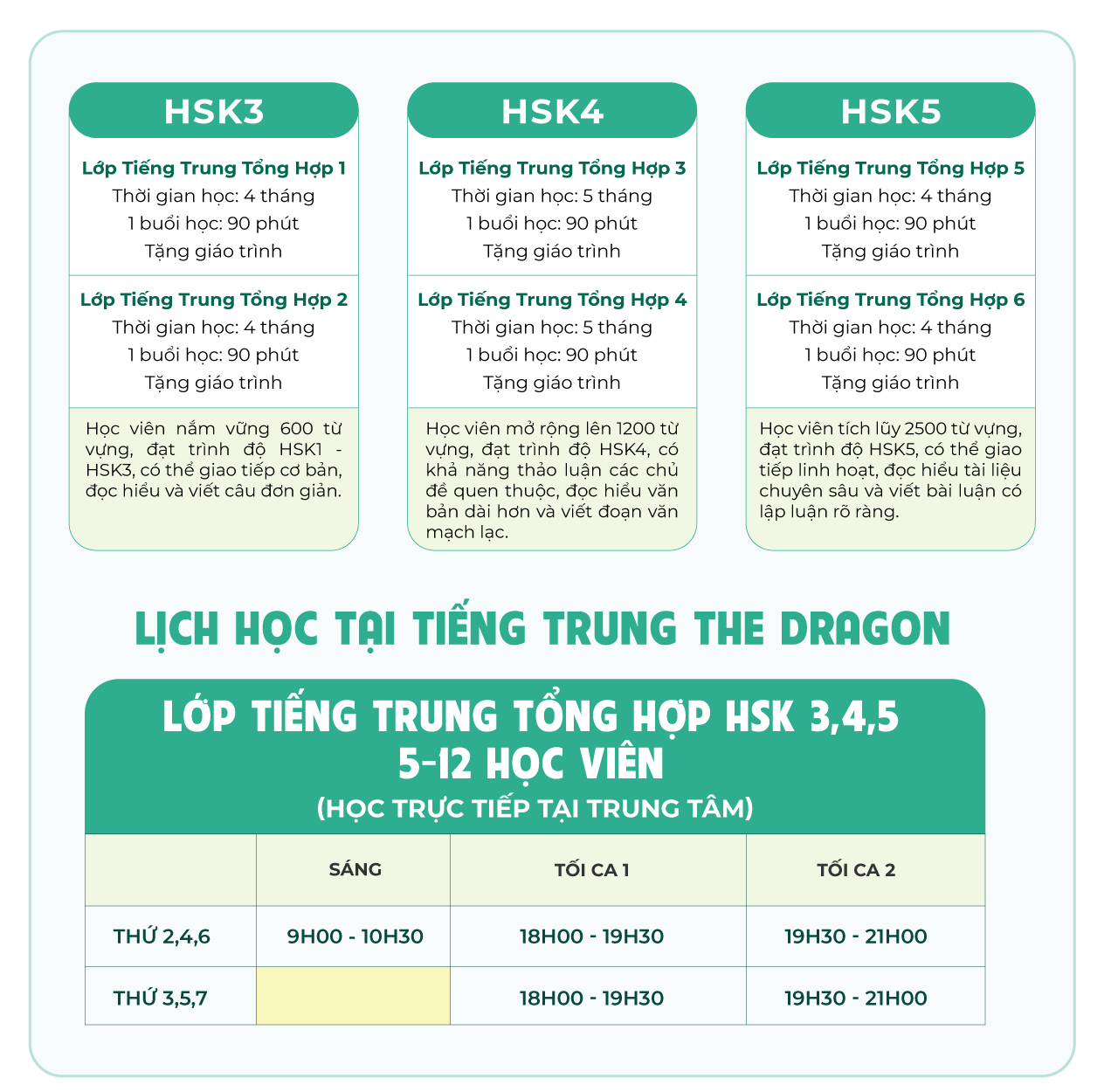 Lịch Học Trung Tâm